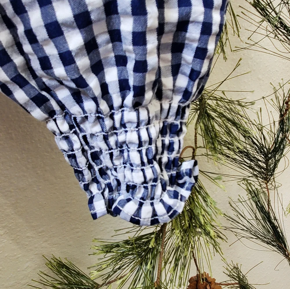 Sanctuary Claire Gingham Tie Front Top - Blue White Cottagecore Boho NWOT - Picture 4 of 11